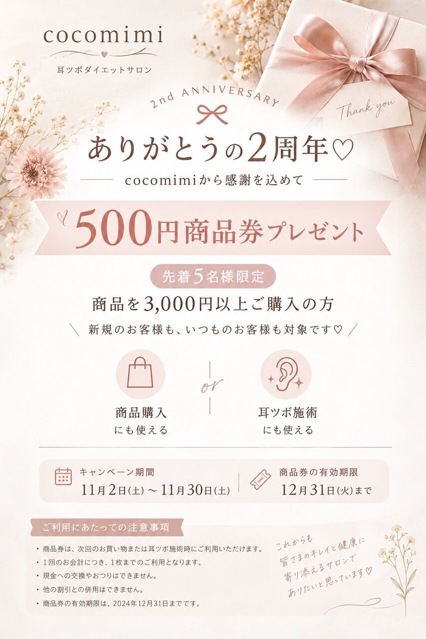 cocomimi 2周年　感謝キャンペーン